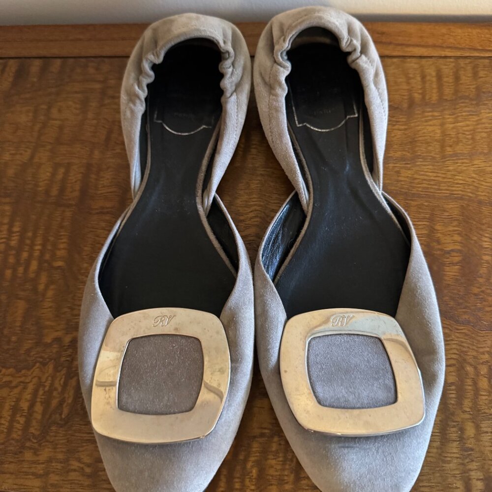 Roger Vivier d’Orsay Ballerinas Suede Grey Size  37.5